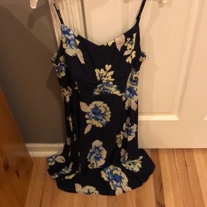 Navy blue, floral print dress